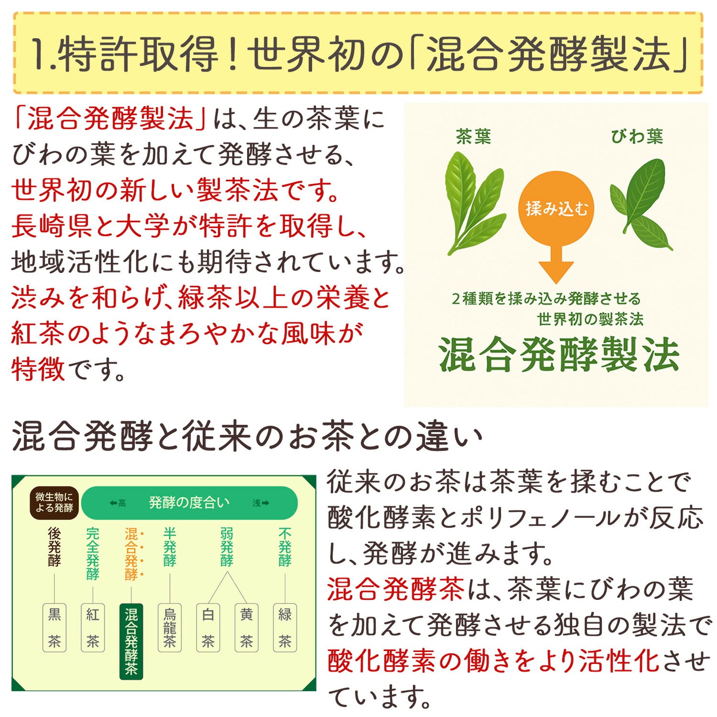長崎県産 びわ葉混合発酵茶 2g （ ティーバッグ ）