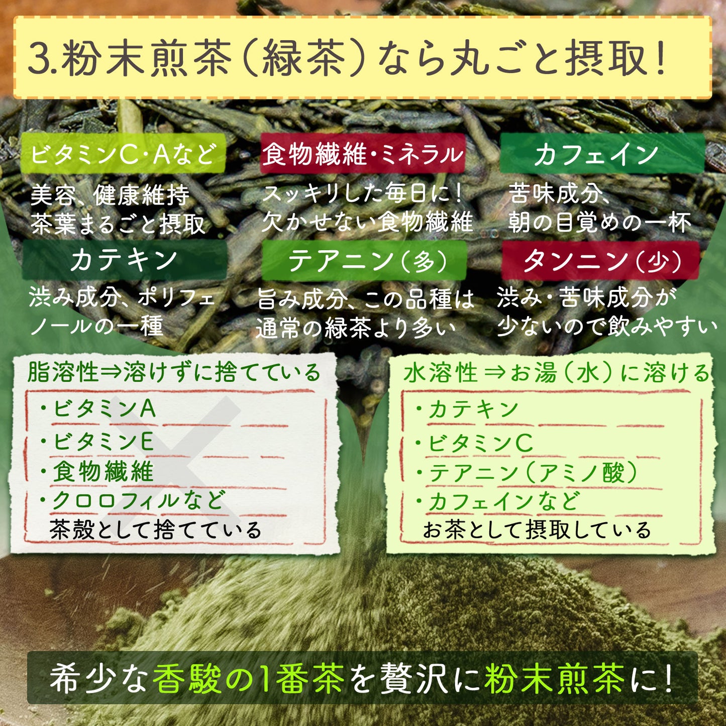 別格の香り！富士山の特選粉末煎茶「富士香駿」100g