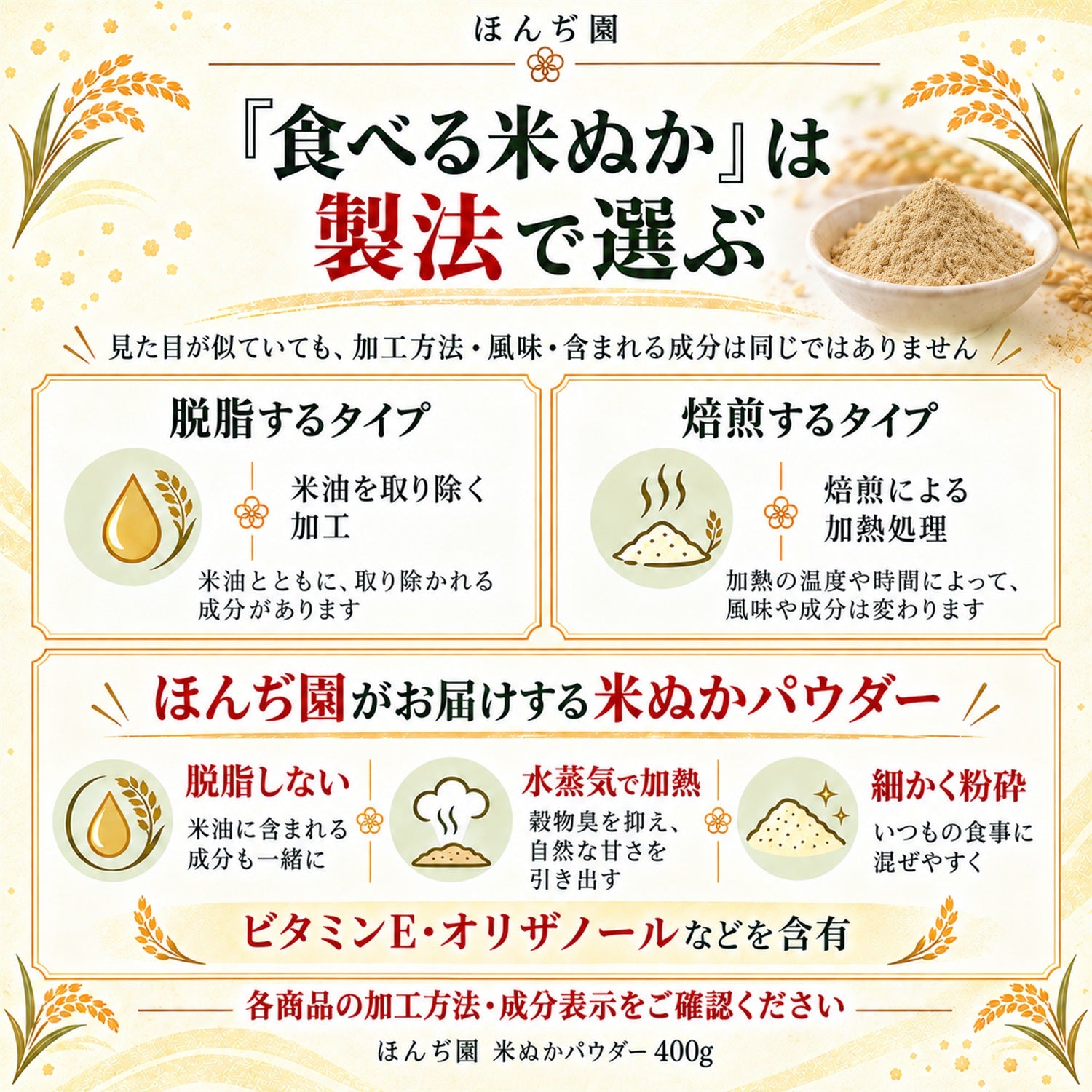 国産 進化した食べる！米ぬか (玄米) パウダー 400g – 日本茶・抹茶