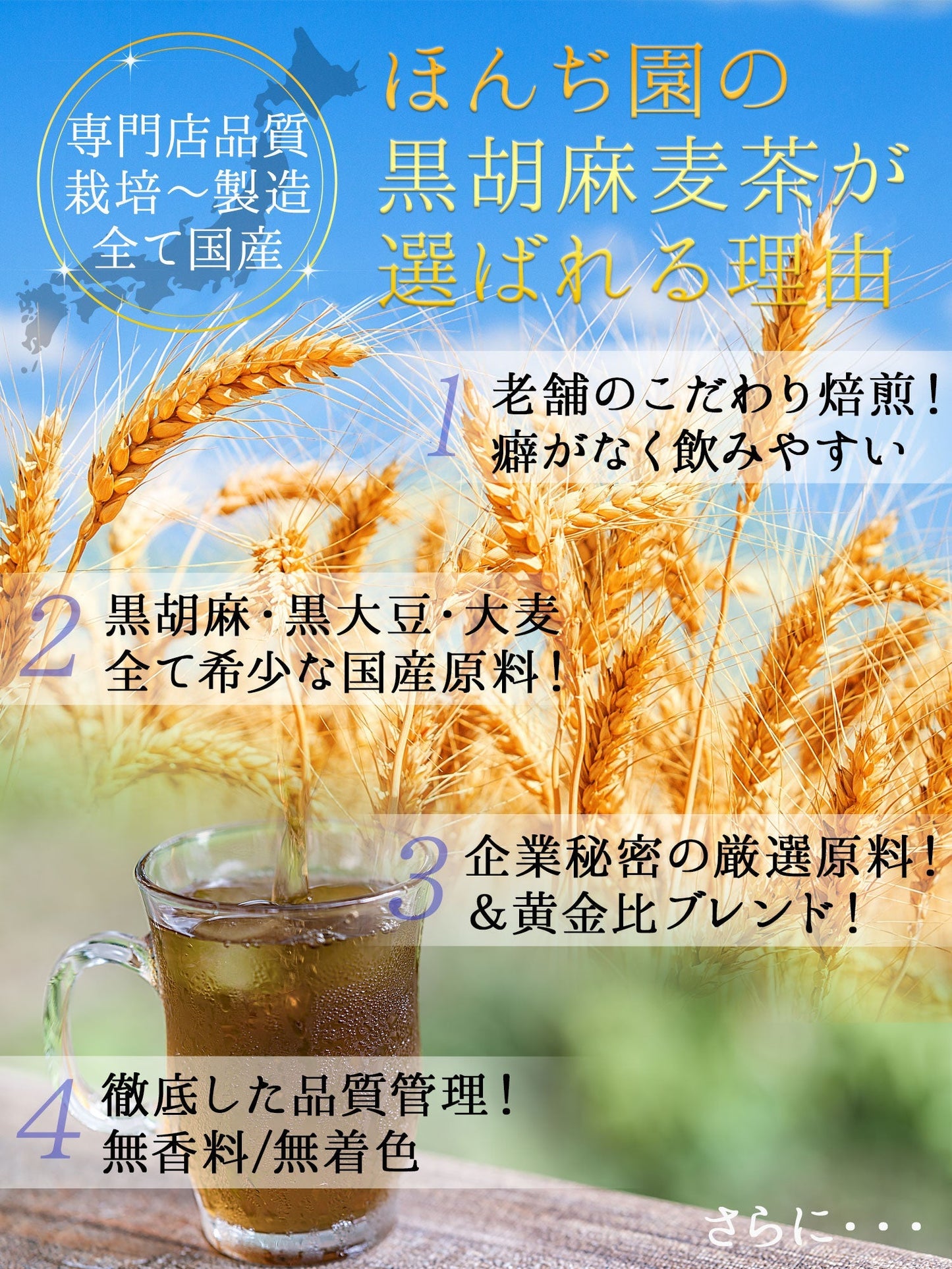 胡麻麦茶 国産 黒胡麻麦茶 10g x 10p （ 100g ティーバッグ ）