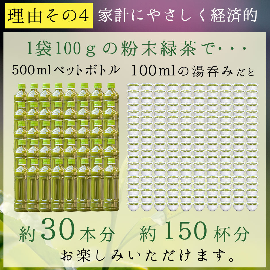 国産 有機粉末緑茶 100g [ 有機JAS認定 ]の茶葉100％